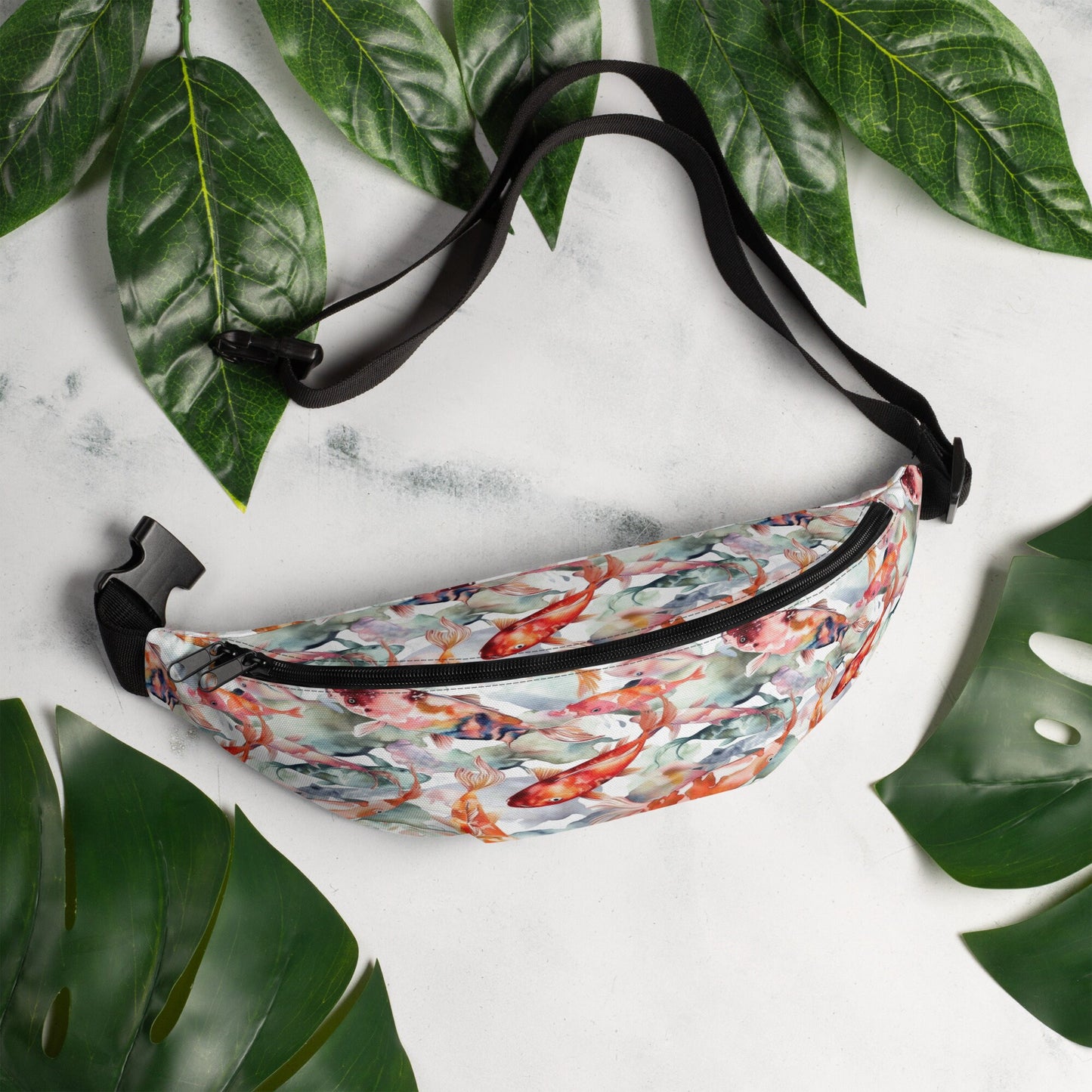 Dark Watercolour Koi Pattern Fanny Pack