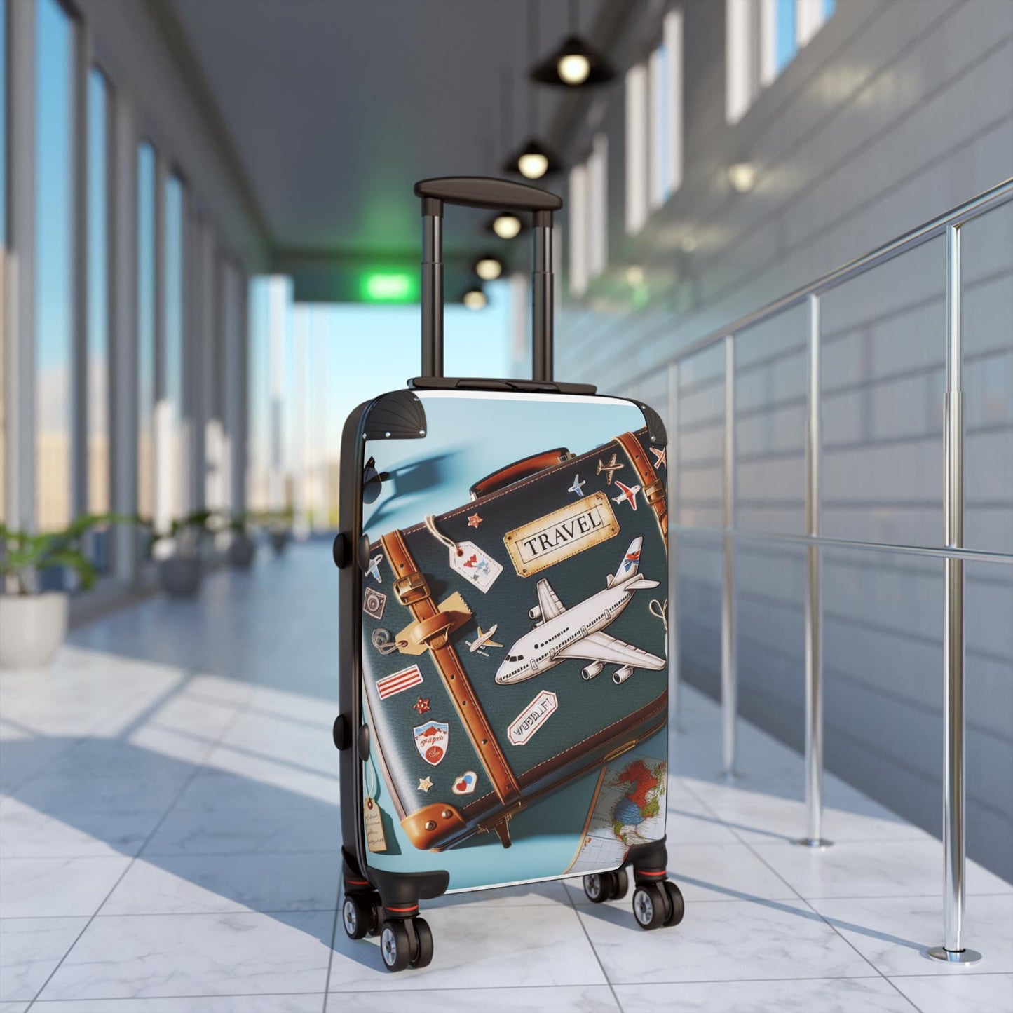 Adventurer's Suitcase: Fun Travel Design, Customizable Polycarbonate