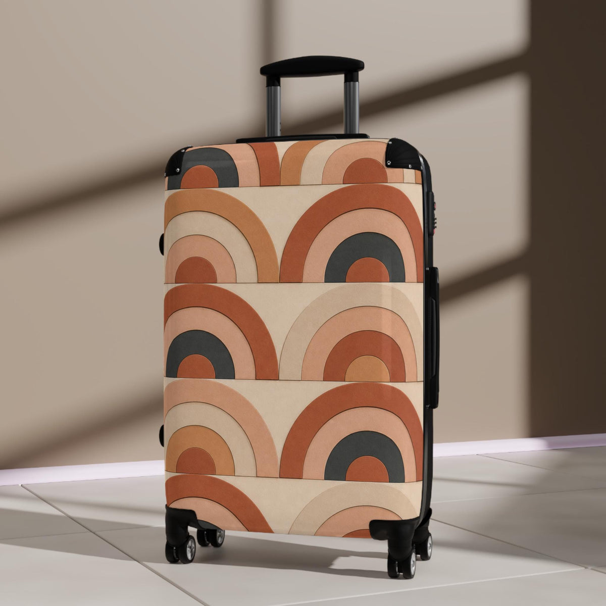 Boho Terracotta Arch Pattern Suitcase | Personalized Hard Shell Luggage