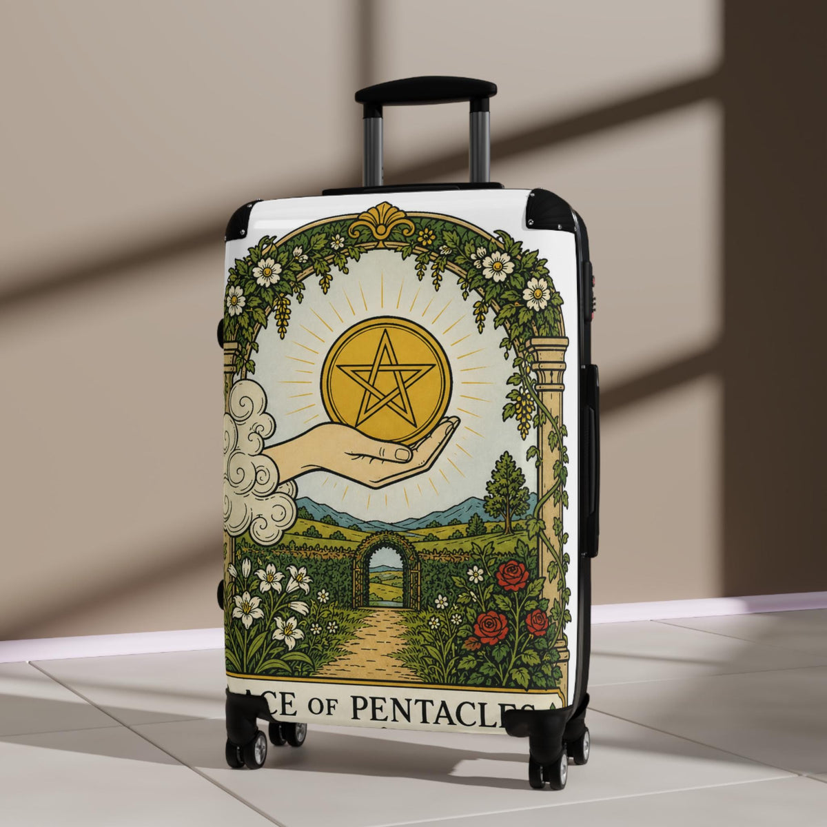 Ace Of Pentacles Tarot Suitcase | Personalized Hard Shell Luggage