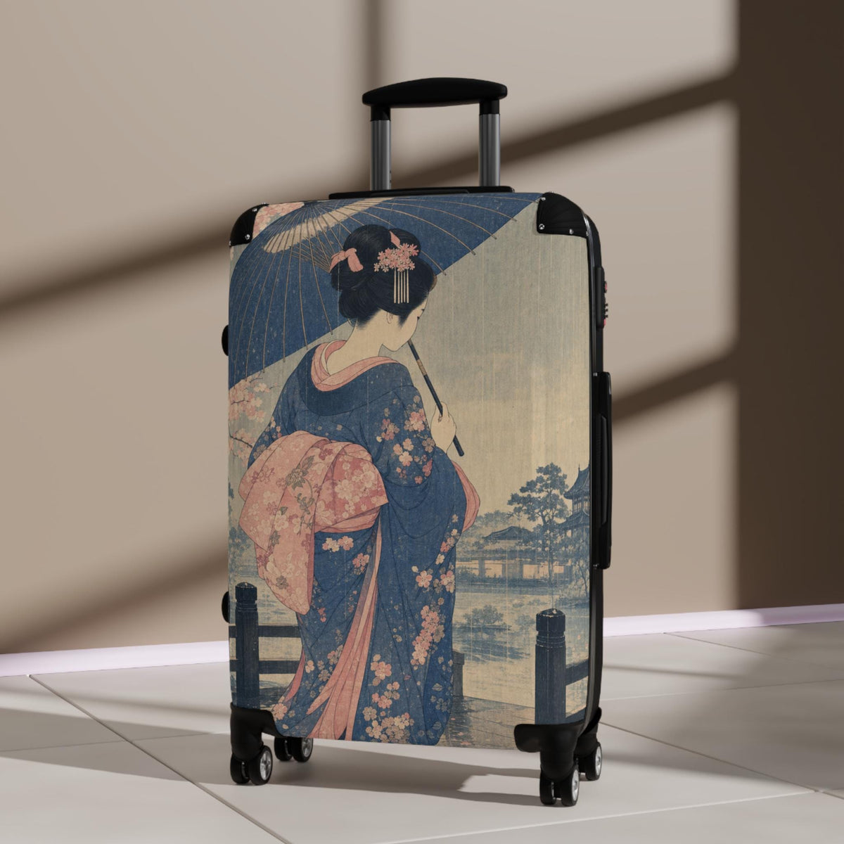 Geisha Parasol Rain Suitcase | Personalized Hard Shell Luggage