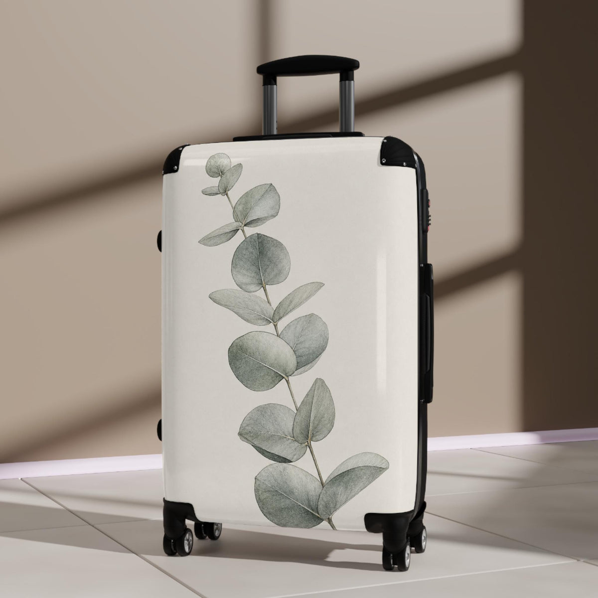 Botanical Eucalyptus, Ink Illustration Suitcase | Personalized Hard Shell Luggage