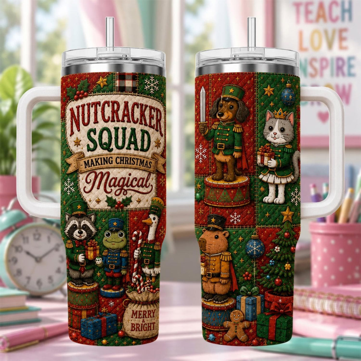 Personalized Nutcracker Tumbler 40oz, Custom Name Christmas Cup, Nutcracker Squad Holiday Tumbler, Christmas Gift For Her