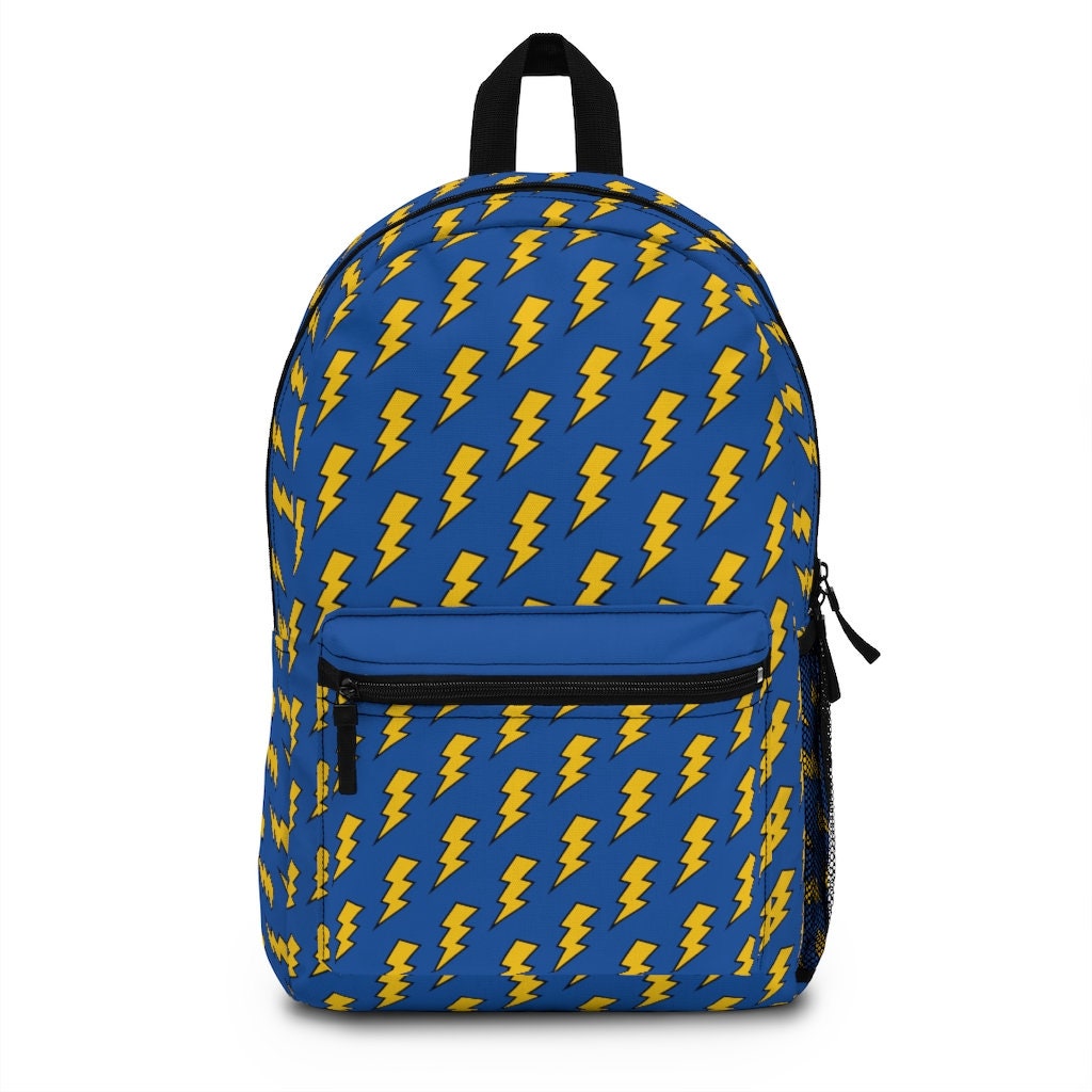 Mustard Yellow Lightning 80s Retro Inspired Blue Backpack