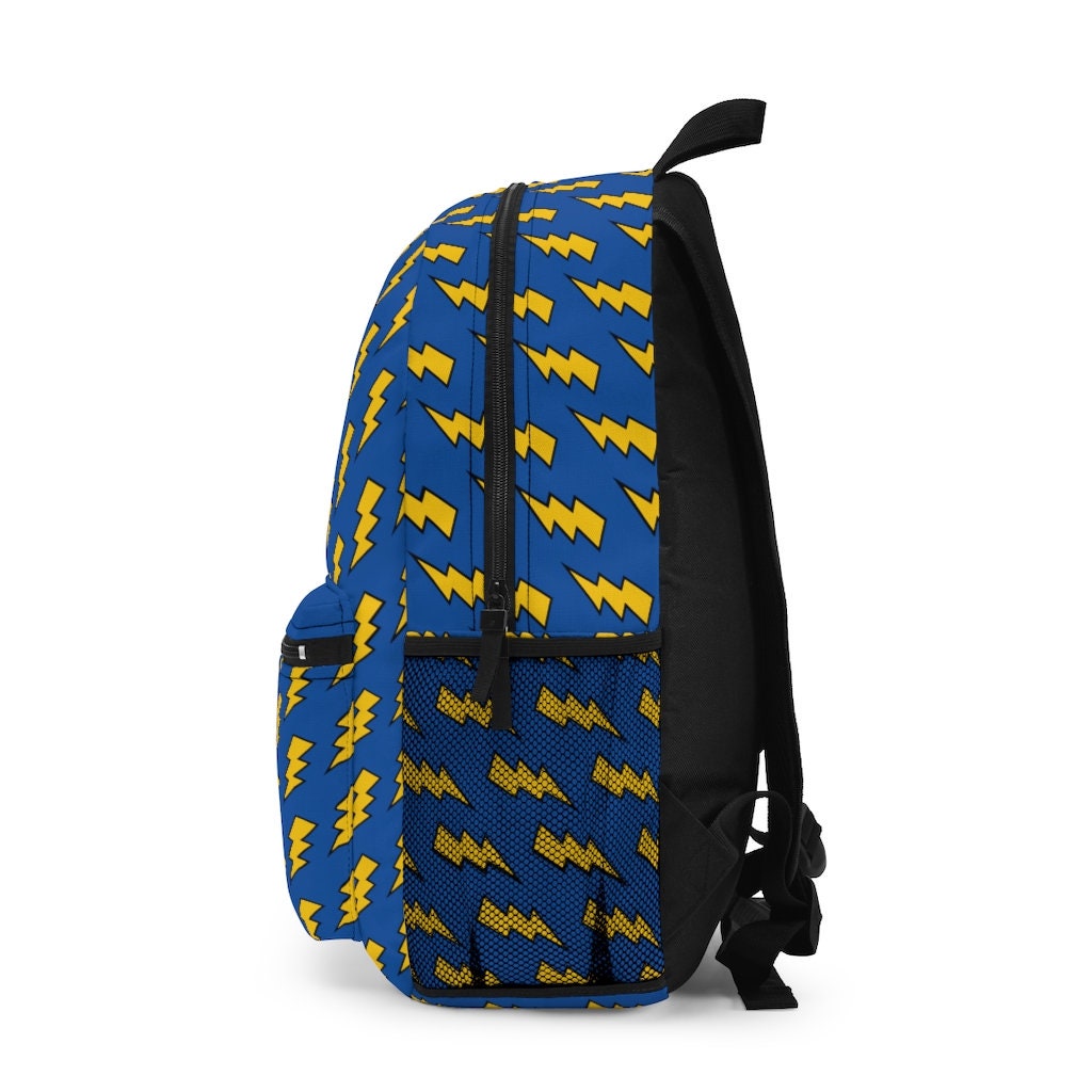 Mustard Yellow Lightning 80s Retro Inspired Blue Backpack