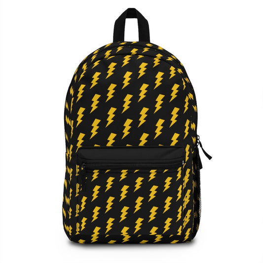 Mustard Yellow Lightning 80s Retro Inspired Black Backpack