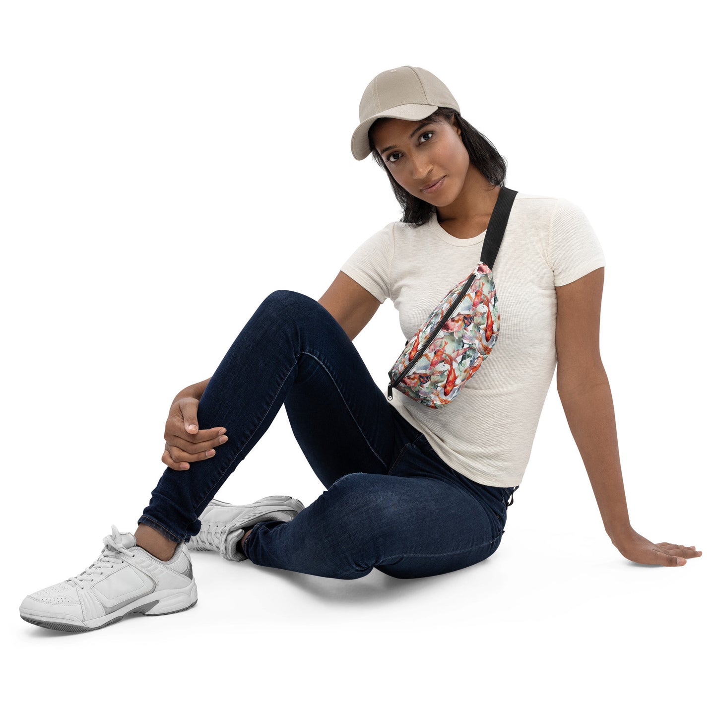 Dark Watercolour Koi Pattern Fanny Pack