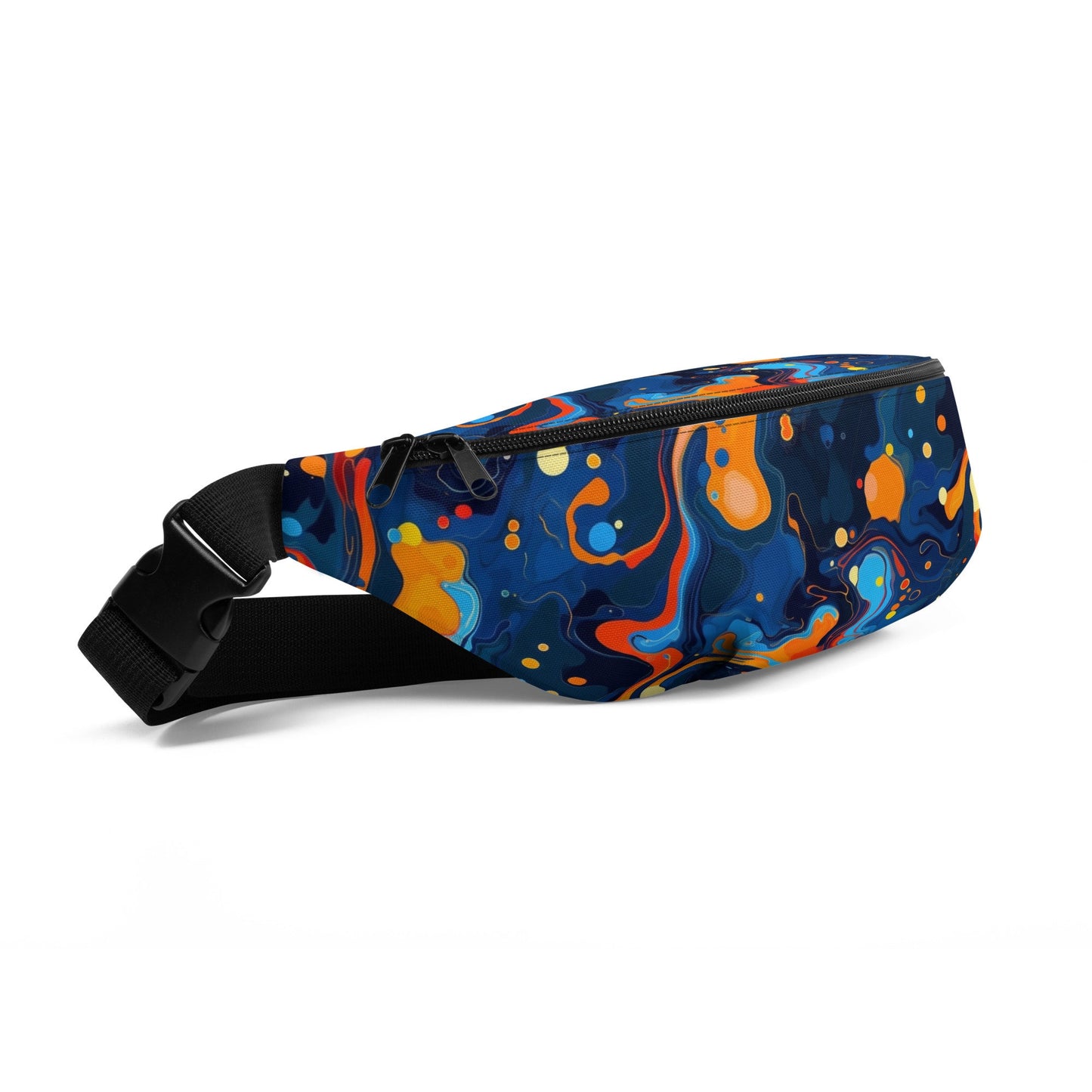 Blue Orange Fluid Art Pattern Fanny Pack