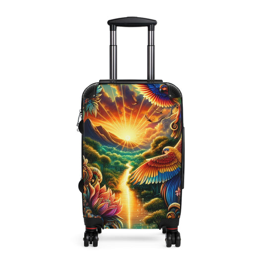 Vibrant Nature Design Suitcase: Durable Travel Luggage With Built-in Lock