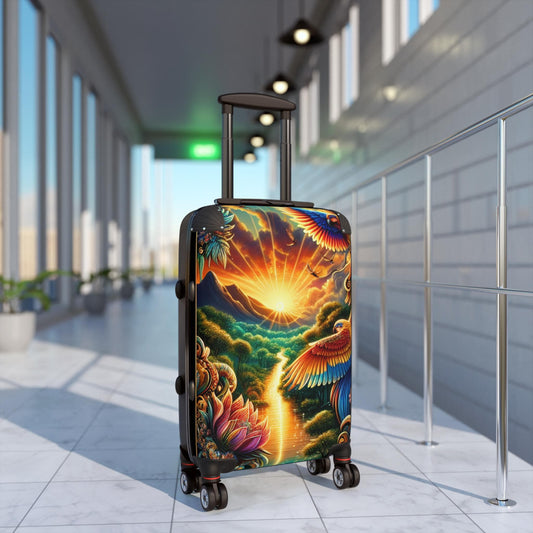 Vibrant Nature Design Suitcase: Durable Travel Luggage With Built-in Lock