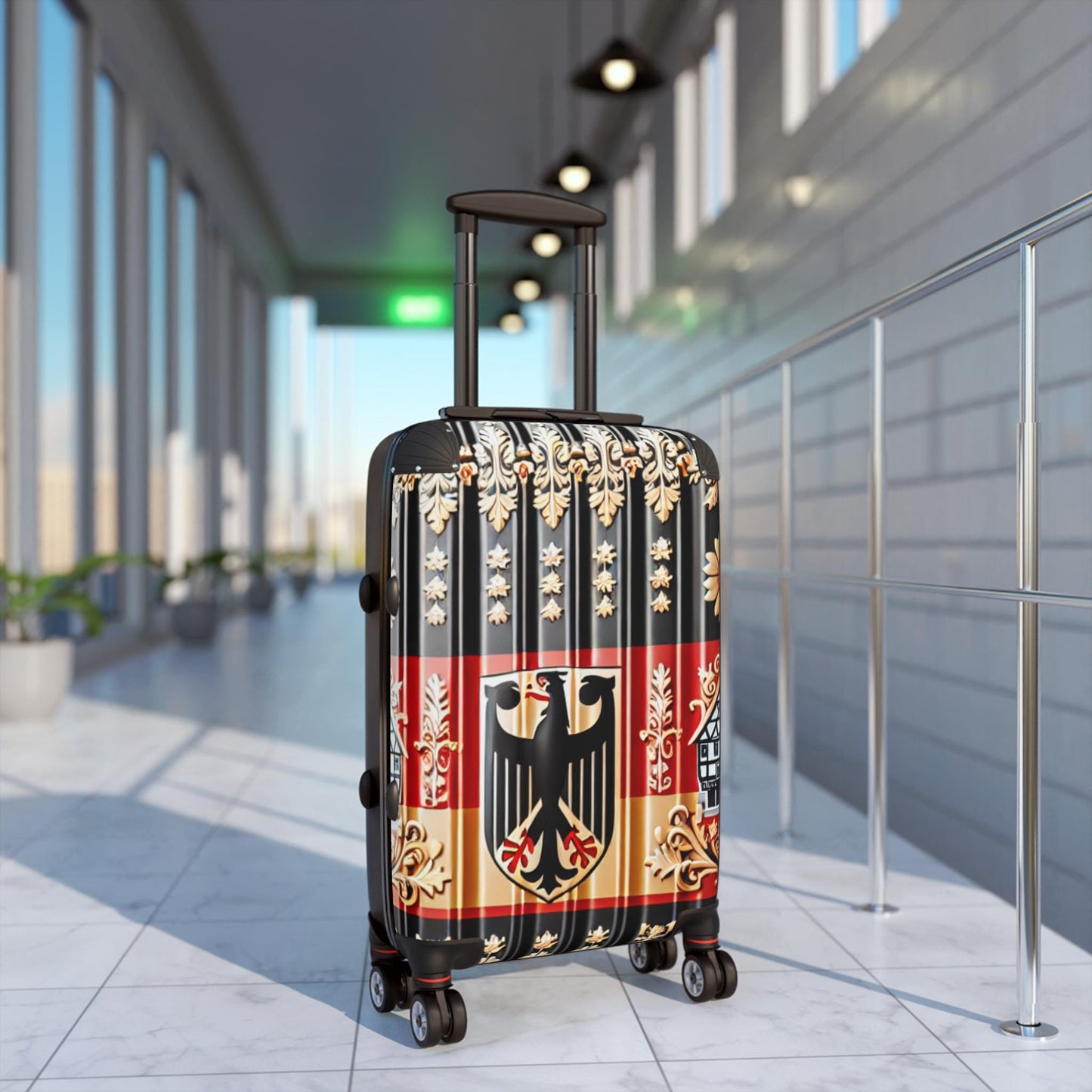 German Flag Suitcase: Spinner Carry-on Luggage, Vintage Style