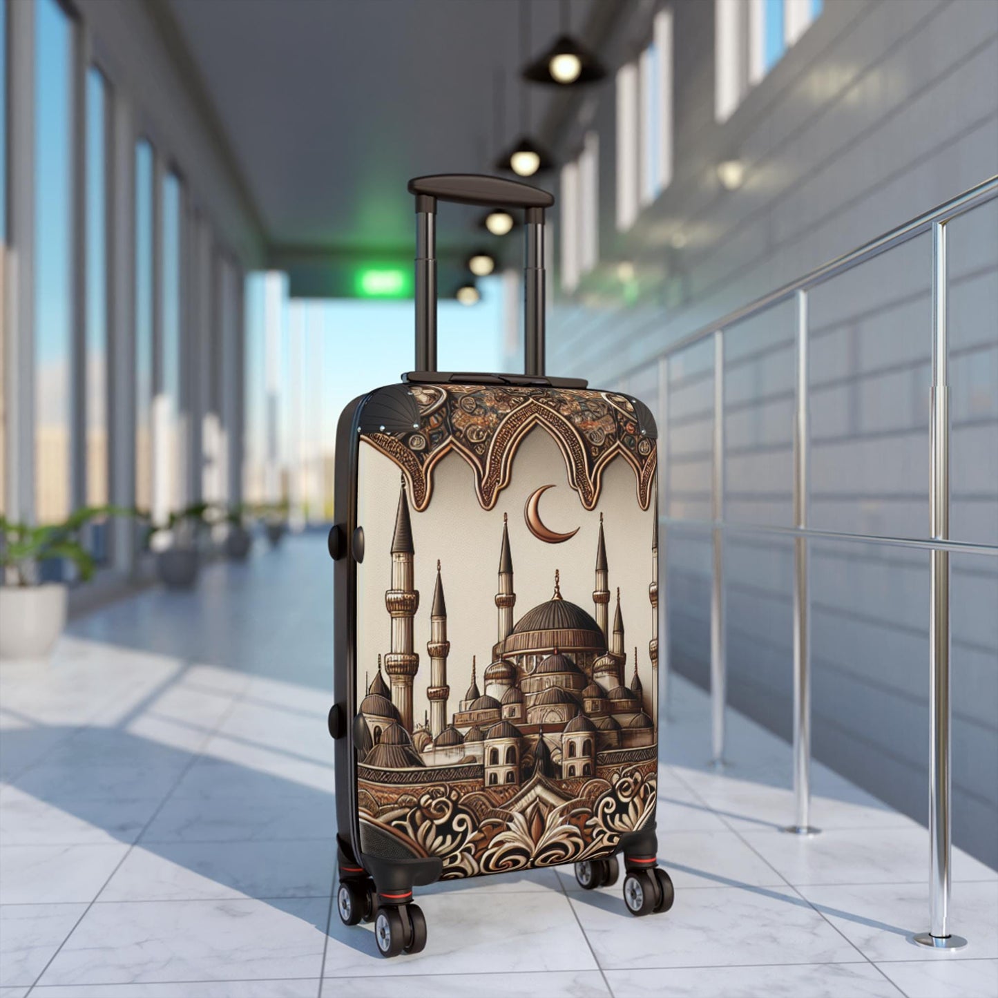 Ornate Polycarbonate Travel Suitcase: Lightweight Carry-on With Vibrant Design