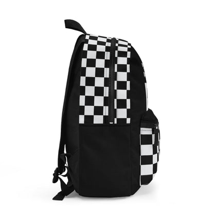 Skater Backpack - Born to Skate, Checkerboard Style, Trendy School Bag, Youthful Athletic Gear, Perfect for Skating Events & Going Out