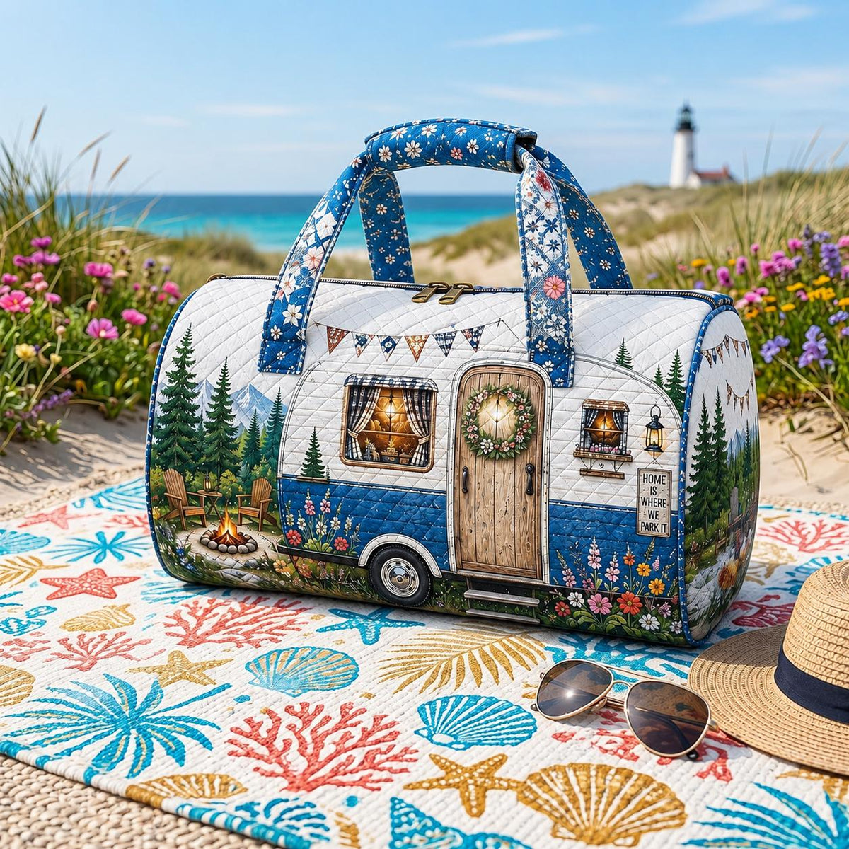 Personalized Camper Quilted Weekender Bag, Camper Travel Duffel, Custom Overnight Tote, Camping Travel, Glamping Gift, Gift 2026
