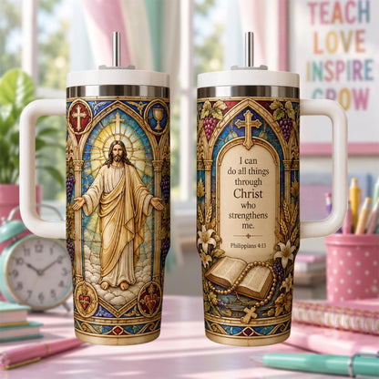 Personalized Christian Tumbler 40oz, Custom Bible Verse Cup, Jesus Faith Travel Mug, Religious Gift For Christian, Scripture Tumbler