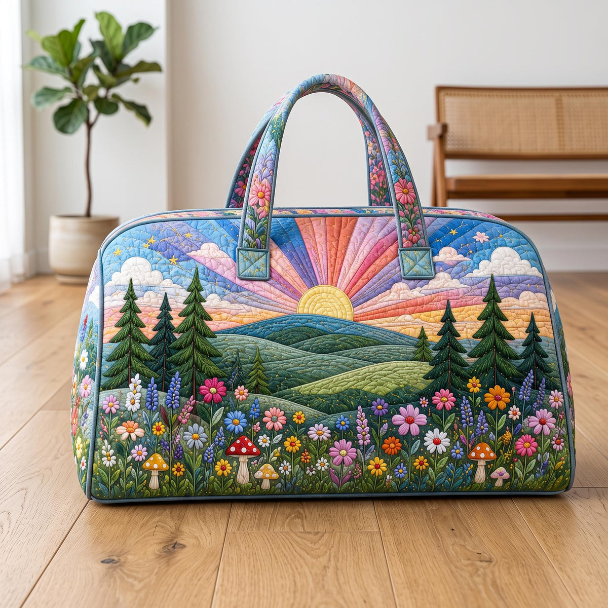 Personalized Quilted Weekend Travel Bag, Custom Floral Duffel Overnight Tote, Camping Adventure Carryall, Gift 2026