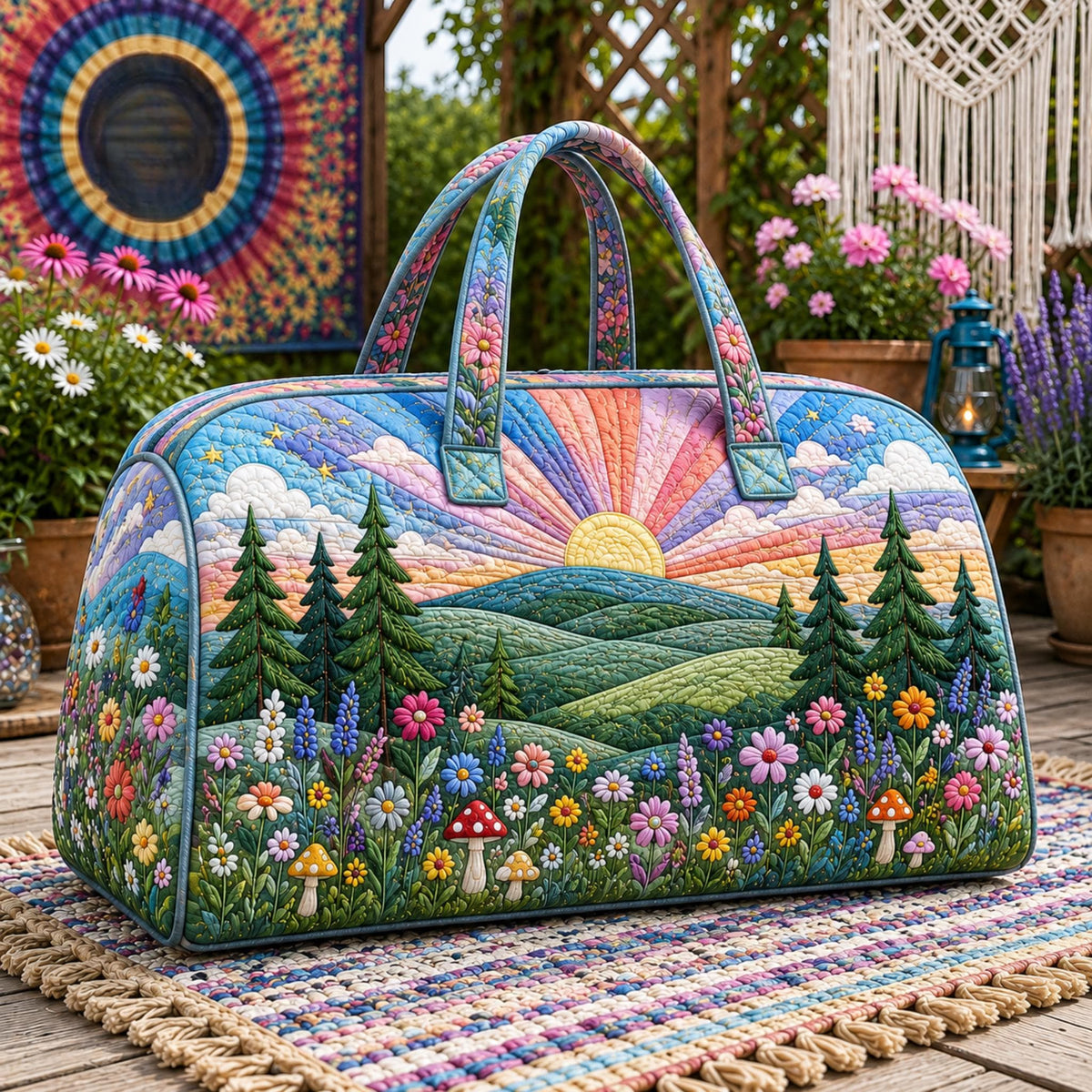 Personalized Quilted Weekend Travel Bag, Custom Floral Duffel Overnight Tote, Camping Adventure Carryall, Gift 2026
