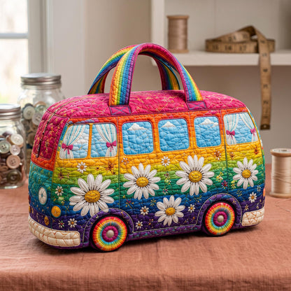 Personalized Camper Van Travel Bag, Custom Quilted Duffel, Floral Road Trip Overnight Luggage, Camping Gift 2026