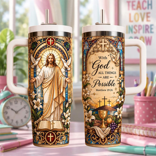Personalized Christian Tumbler 40oz, Jesus Travel Mug, Bible Verse Tumbler, Religious Gift, Faith Coffee Cup, Christian Gift
