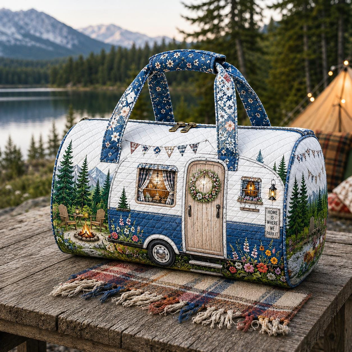 Personalized Camper Quilted Weekender Bag, Camper Travel Duffel, Custom Overnight Tote, Camping Travel, Glamping Gift, Gift 2026