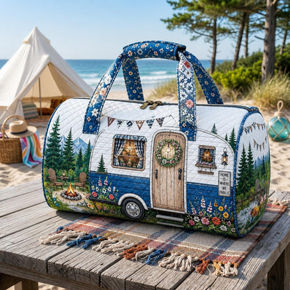 Personalized Camper Quilted Weekender Bag, Camper Travel Duffel, Custom Overnight Tote, Camping Travel, Glamping Gift, Gift 2026