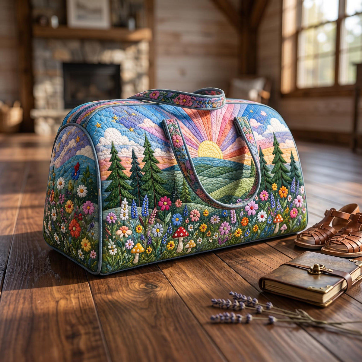 Personalized Quilted Weekend Travel Bag, Custom Floral Duffel Overnight Tote, Camping Adventure Carryall, Gift 2026