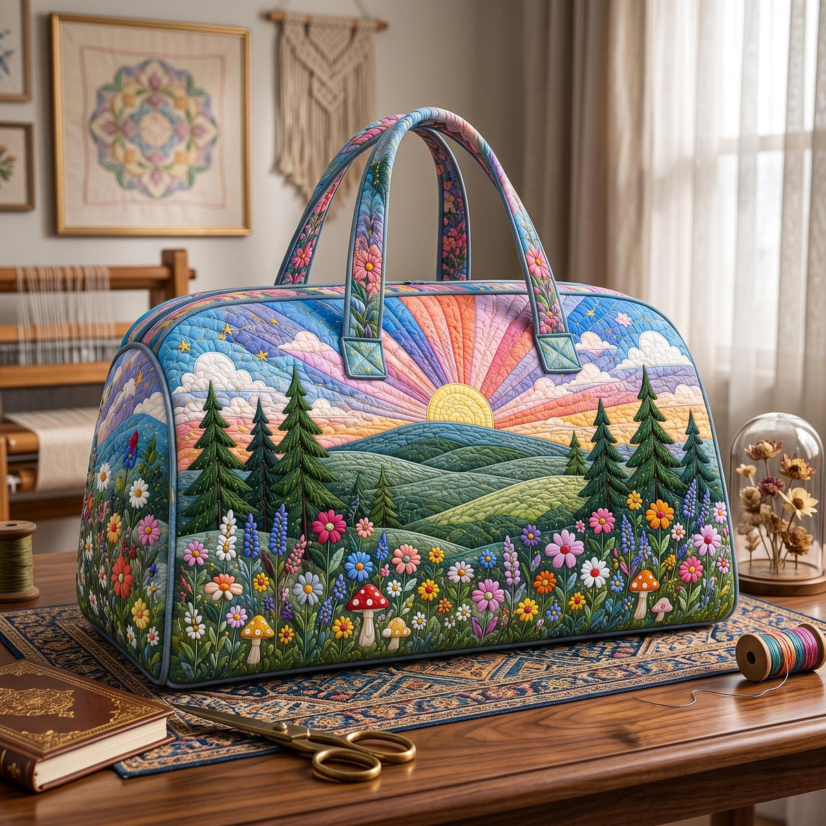 Personalized Quilted Weekend Travel Bag, Custom Floral Duffel Overnight Tote, Camping Adventure Carryall, Gift 2026