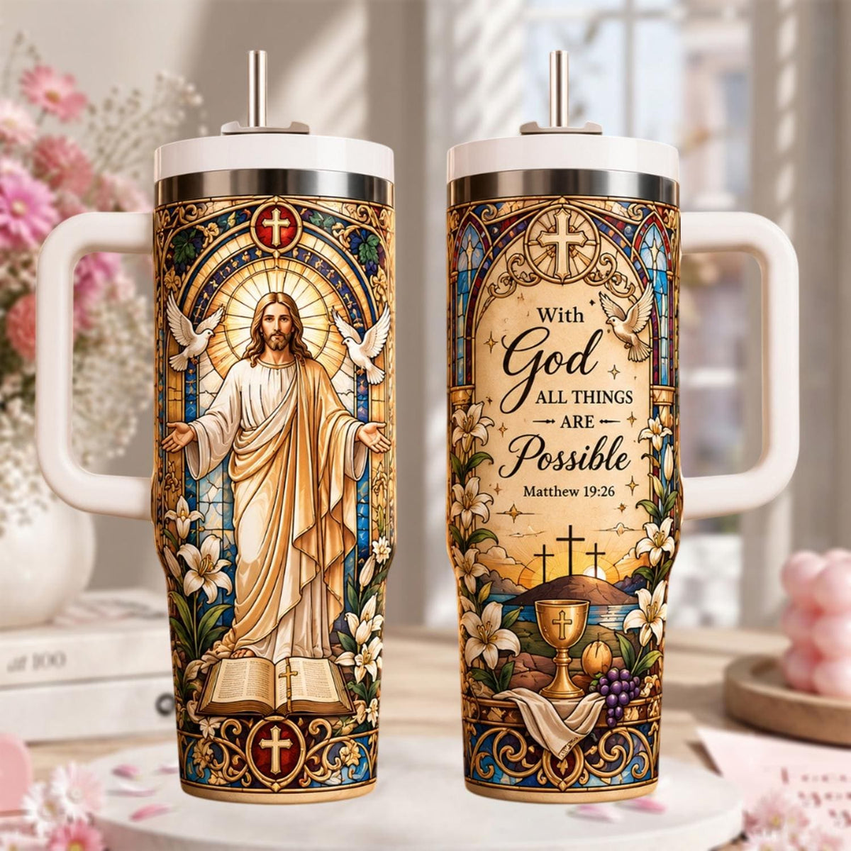 Personalized Christian Tumbler 40oz, Jesus Travel Mug, Bible Verse Tumbler, Religious Gift, Faith Coffee Cup, Christian Gift