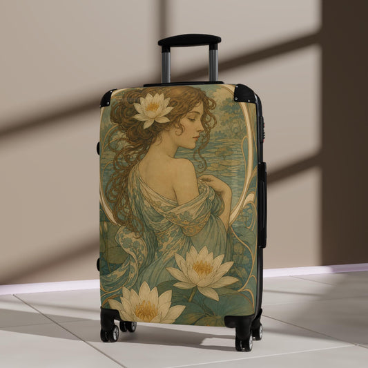 Art Nouveau Water Lilies Suitcase | Personalized Hard Shell Luggage