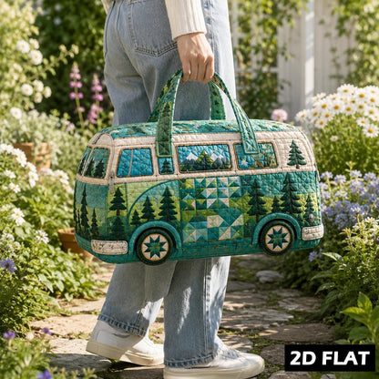Quilted Camper Van Duffel Bag, Boho Floral Weekender, Retro Travel Tote, Cute Overnight Bag, Personalized Gift For Her, Road Gift, Gift 2026