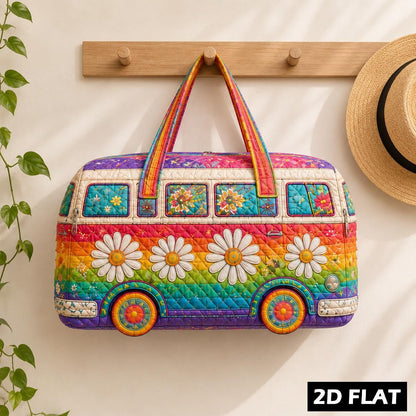 Quilted Camper Van Duffel Bag, Boho Floral Weekender, Retro Travel Tote, Cute Overnight Bag, Personalized Gift For Her, Road Gift, Gift 2026