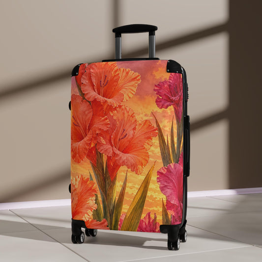 Gladiolus Sunset Suitcase | Personalized Hard Shell Luggage