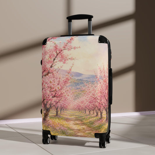 Cherry Orchard In Spring Bloom Suitcase | Personalized Hard Shell Luggage