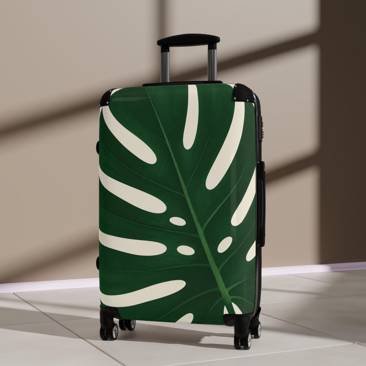 Bold Tropical Monstera Leaf Suitcase | Personalized Hard Shell Luggage