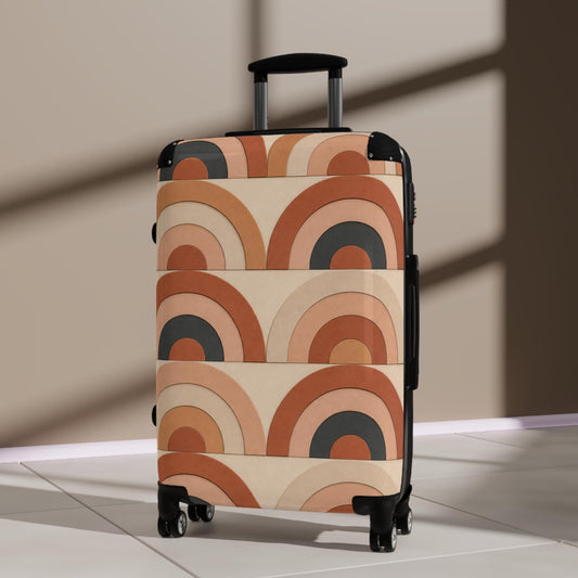 Boho Terracotta Arch Pattern Suitcase | Personalized Hard Shell Luggage