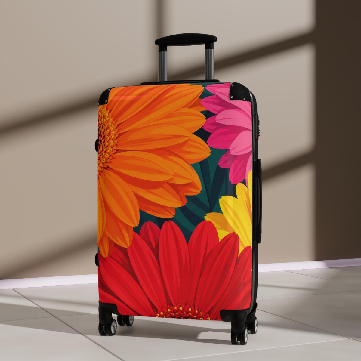 Gerbera Daisy Pop Suitcase | Personalized Hard Shell Luggage