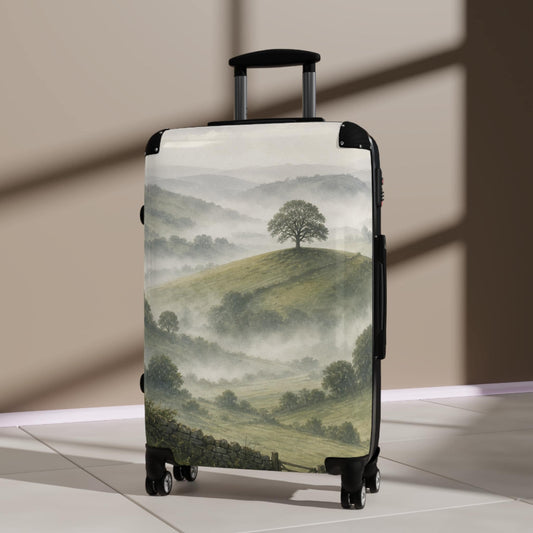 Foggy English Countryside Hills Suitcase | Personalized Hard Shell Luggage