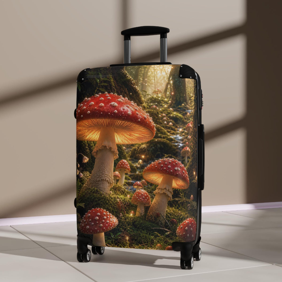 Enchanted Mushroom Forest Suitcase | Personalized Hard Shell Luggage