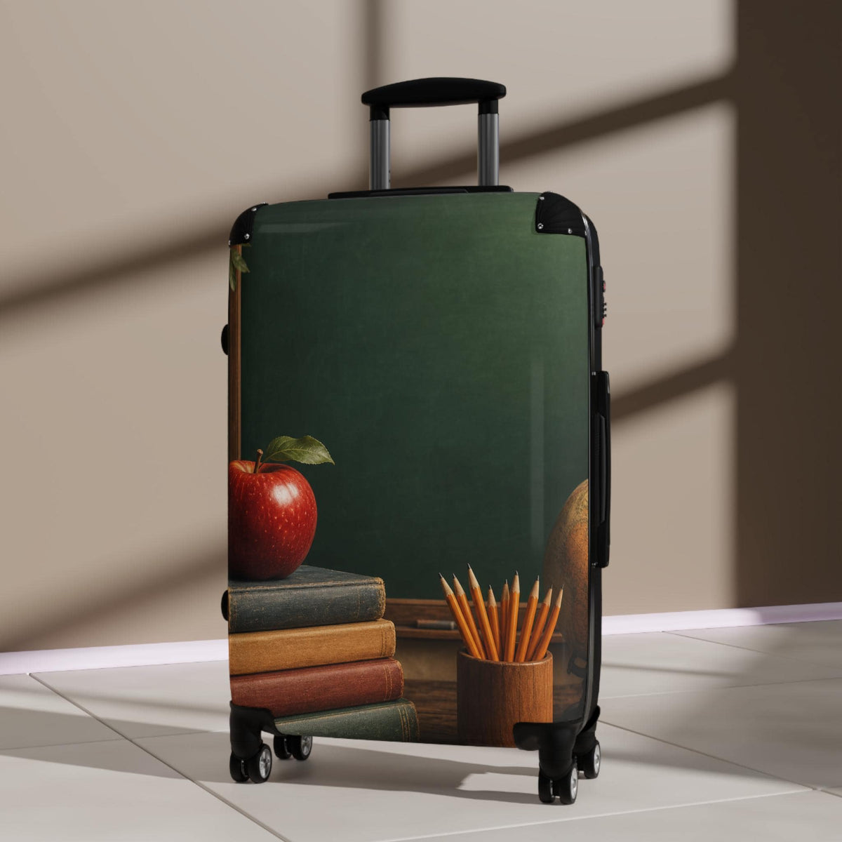 Cozy Classroom Apple Still Life Suitcase | Personalized Hard Shell Luggage