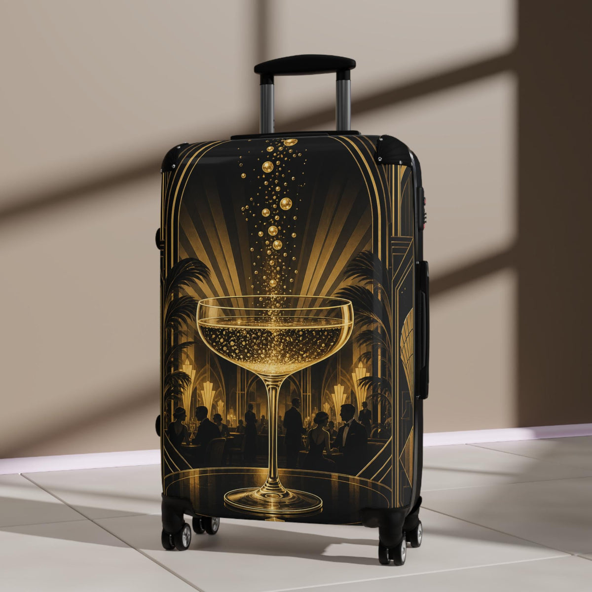 Champagne Coupe Bubbles Suitcase | Personalized Hard Shell Luggage
