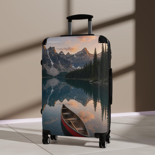 Canoe On Mountain Lake Suitcase | Personalized Hard Shell Luggage