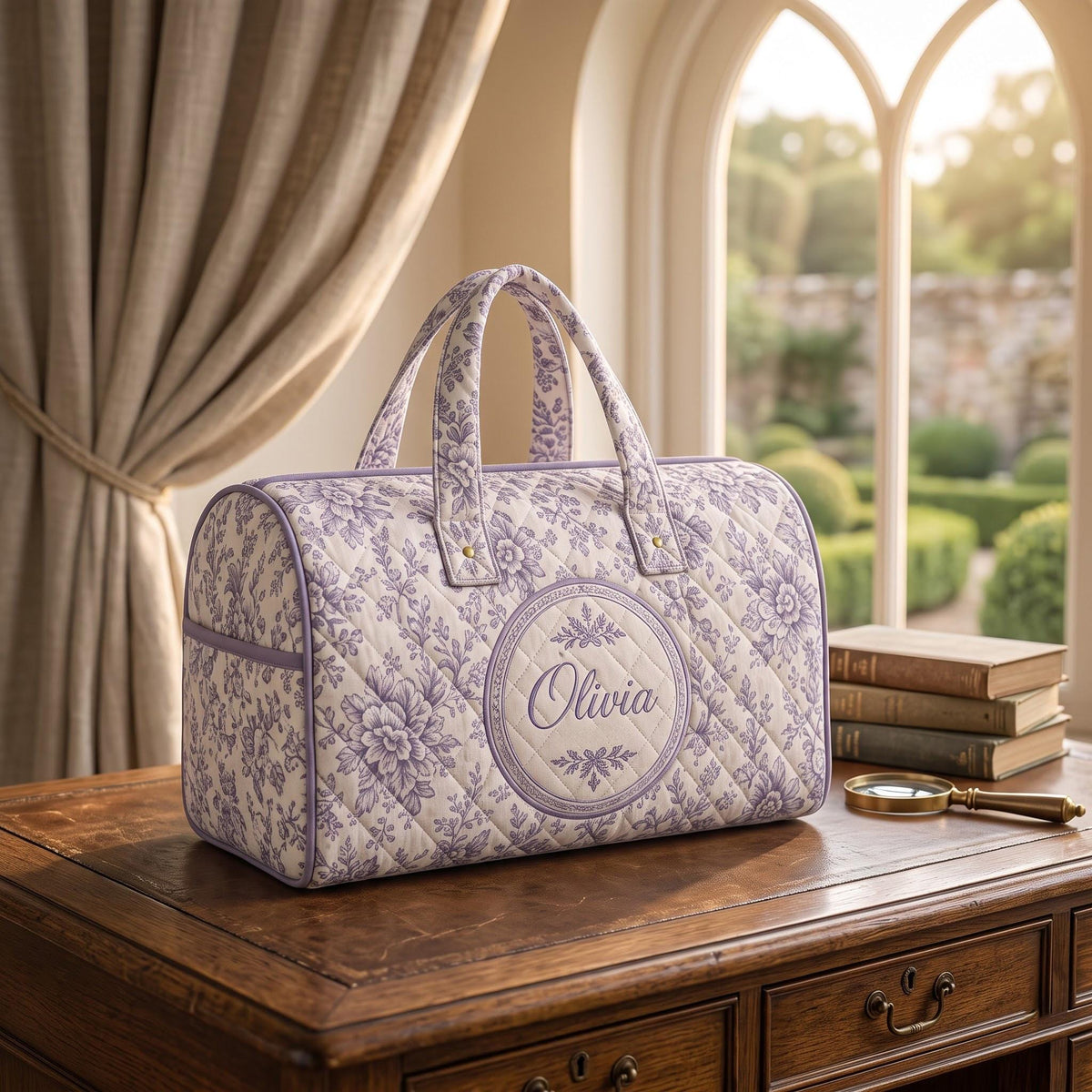 Personalized Floral Monogram Duffel Bag, Custom Weekender Travel Bag, Bridesmaid Gift, Overnight Tote, Initial Bag, Gift 2026
