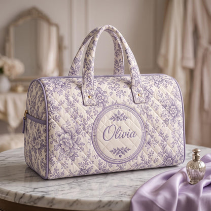 Personalized Floral Monogram Duffel Bag, Custom Weekender Travel Bag, Bridesmaid Gift, Overnight Tote, Initial Bag, Gift 2026