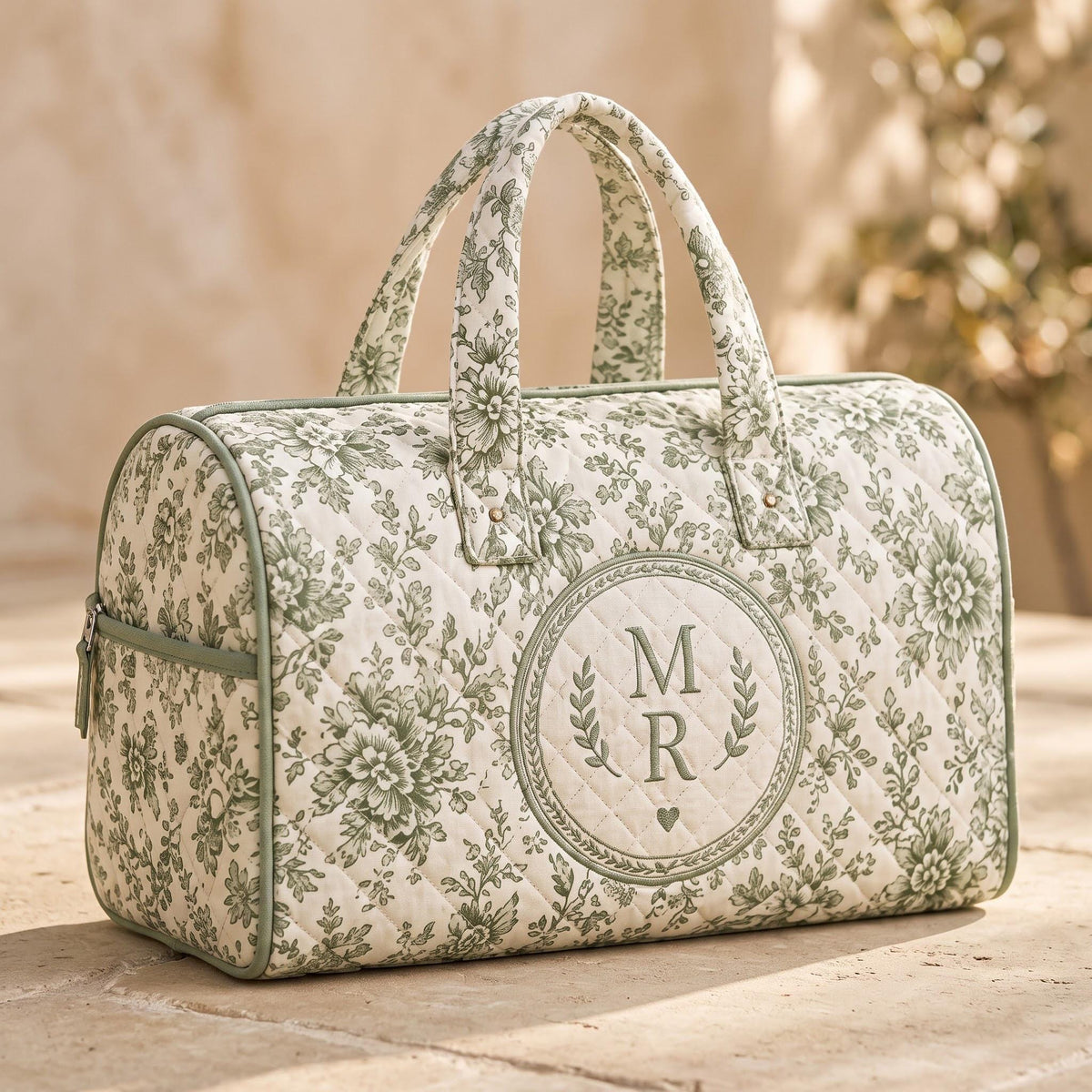 Personalized Floral Monogram Duffel Bag, Custom Weekender Travel Bag, Bridesmaid Gift, Overnight Tote, Initial Bag, Gift 2026