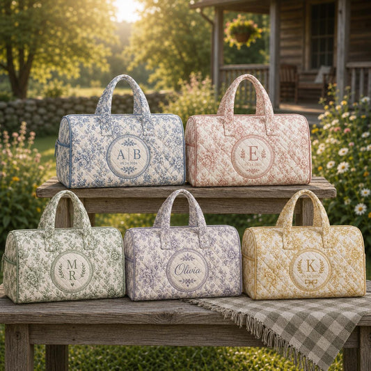 Personalized Floral Monogram Duffel Bag, Custom Weekender Travel Bag, Bridesmaid Gift, Overnight Tote, Initial Bag, Gift 2026