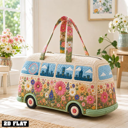 Personalized Floral Travel Bag, Colorful Flower Duffle, Garden Lover Gift, Quilted Weekender Bag, Spring Gift 2026, Tote For Her