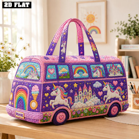 Personalized Unicorn Travel Bag, Rainbow Duffle Bag, Magical Girl Gift, Quilted Weekender Tote, Birthday Gift 2026, Custom Name, Kids Bag