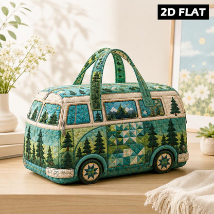 Quilted Camper Van Duffel Bag, Boho Floral Weekender, Retro Travel Tote, Cute Overnight Bag, Personalized Gift For Her, Road Gift, Gift 2026