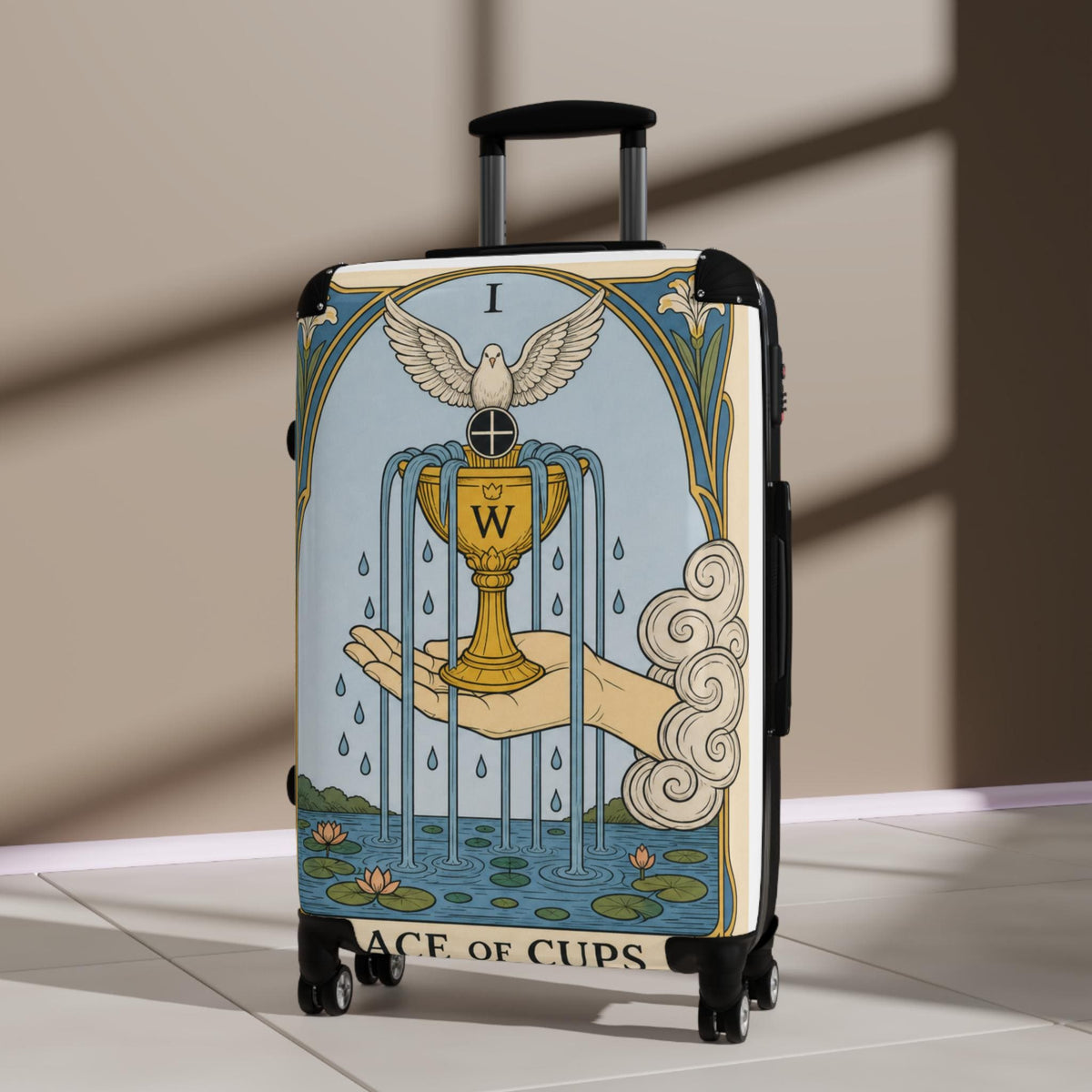 Ace Of Cups Tarot Suitcase | Personalized Hard Shell Luggage