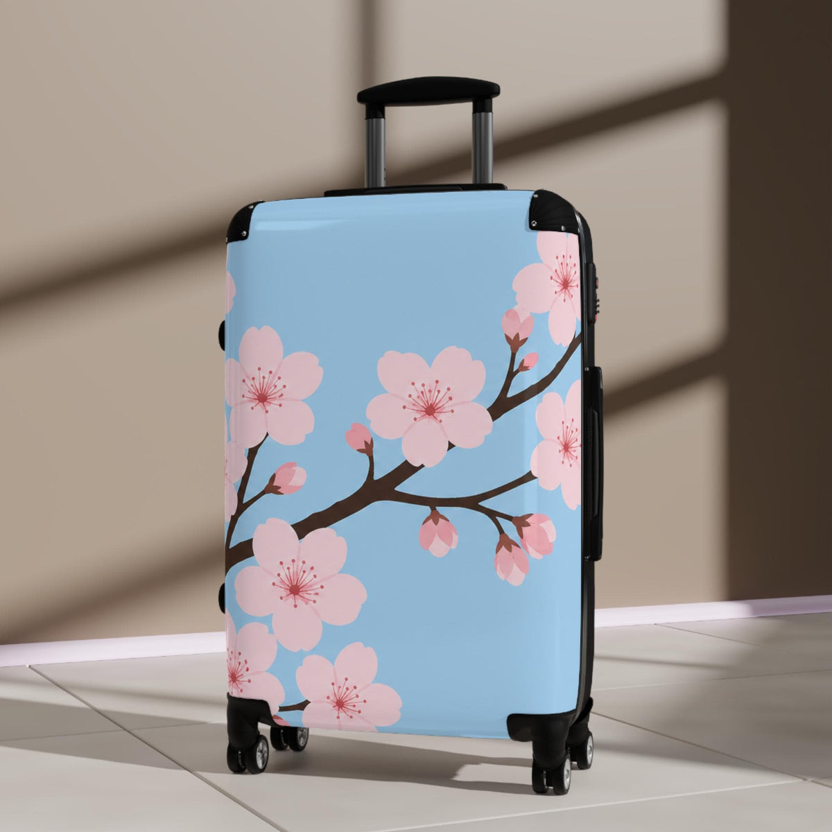 Flat Cherry Blossom Suitcase | Personalized Hard Shell Luggage